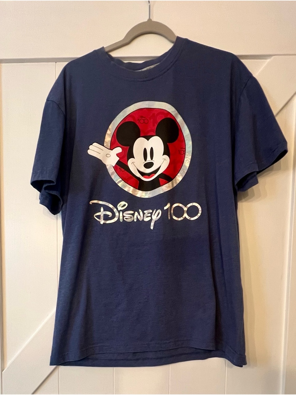 Disney Navy Tee with Mickey Mouse 100 Logo